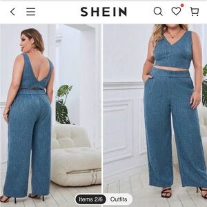 SHEIN Denim Blue Sleeveless 2 piece set